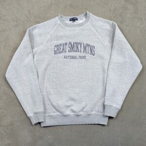 Basix of America Sweatshirt Mens Medium Grey Great Smoky Mtns National Park